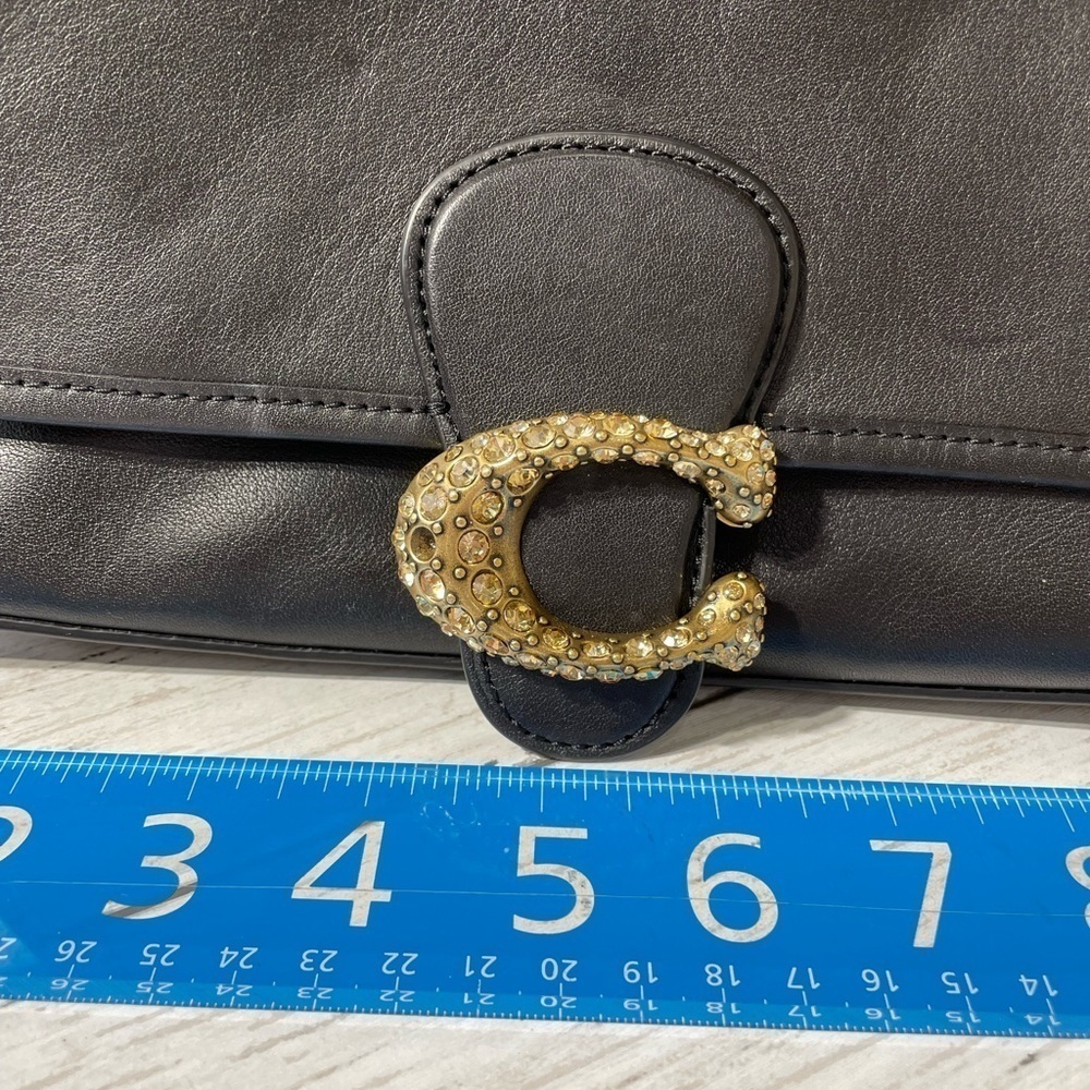 COACH Soft Calf Leather Tabby Shoulder Bag With Rhinestone Buckle Crossbody - Picture 13 of 14